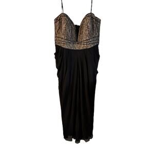 City Chic Womens Size 20 Motown Draped Black Lace Chiffon Maxi Dress New